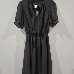 Monteau Black Textured Polka Dot Dress